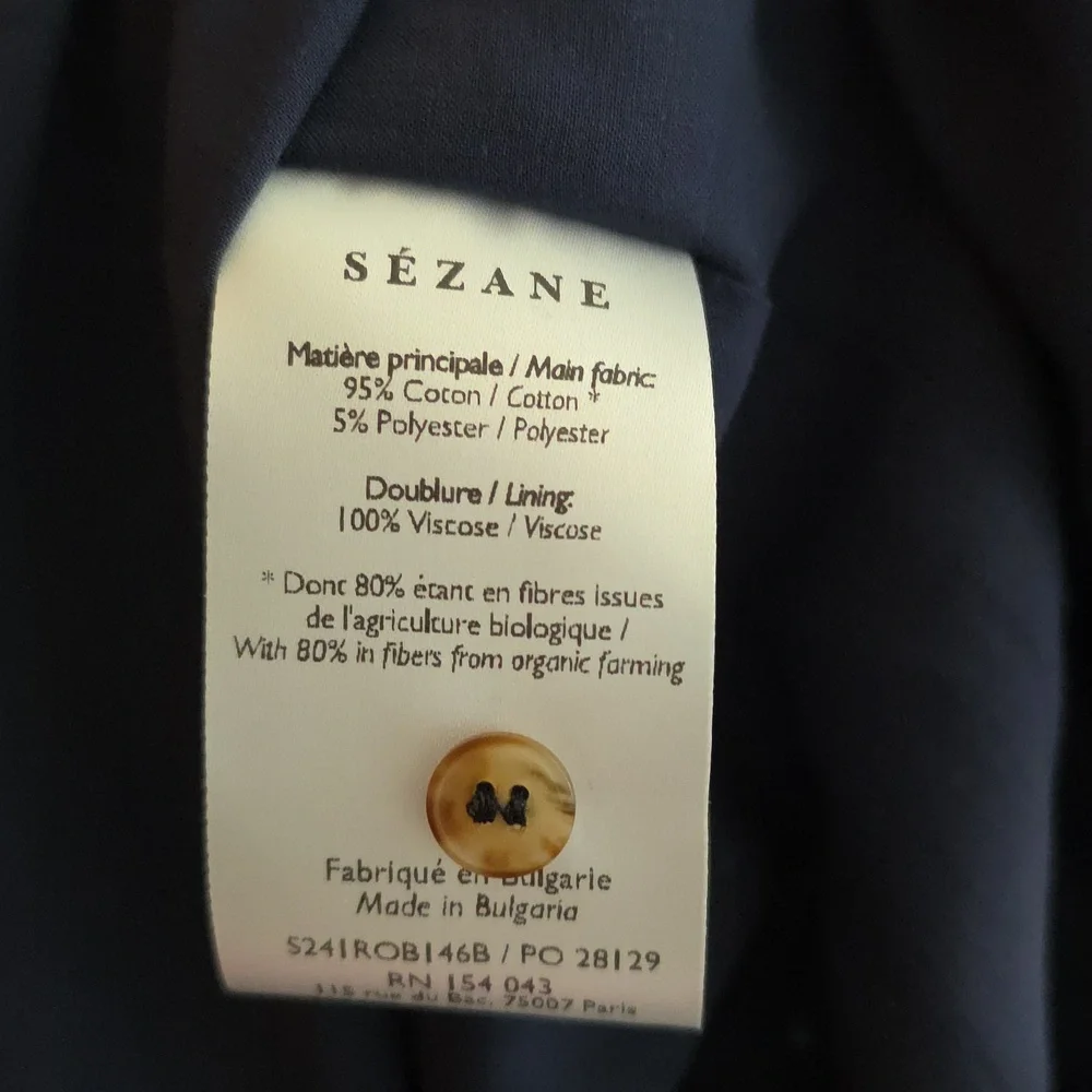 Robe Adèle Fond Marine Broderie Ecru - Picture 11 of 11